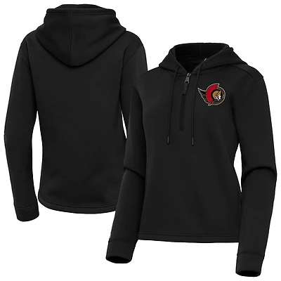 Women's Antigua  Black Ottawa Senators Contemporary Quarter-Zip Hoodie