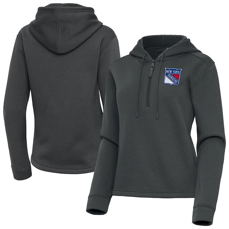 Women's Antigua Pewter New York Rangers Contemporary Quarter-Zip Hoodie