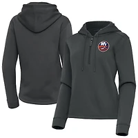 Women's Antigua  Pewter New York Islanders Contemporary Quarter-Zip Hoodie