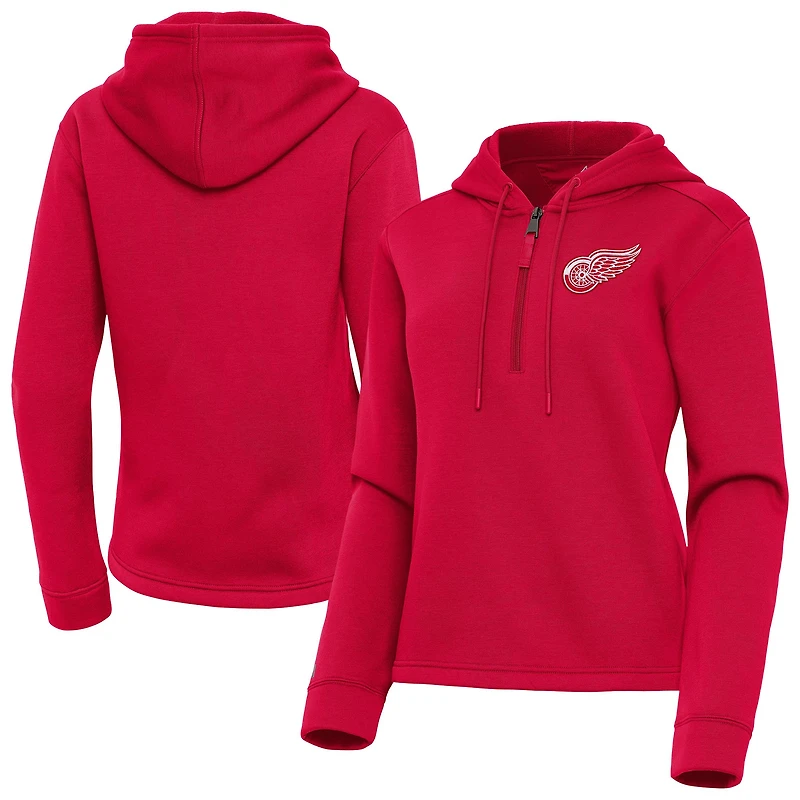 Women's Antigua  Red Detroit Red Wings Contemporary Quarter-Zip Hoodie