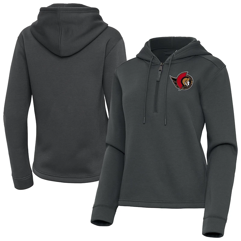 Women's Antigua Pewter Ottawa Senators Contemporary Quarter-Zip Hoodie