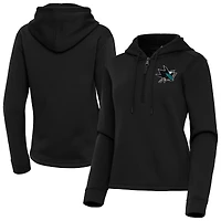 Women's Antigua  Black San Jose Sharks Contemporary Quarter-Zip Hoodie