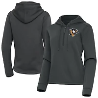 Women's Antigua  Pewter Pittsburgh Penguins Contemporary Quarter-Zip Hoodie