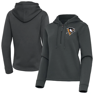 Women's Antigua Pewter Pittsburgh Penguins Contemporary Quarter-Zip Hoodie