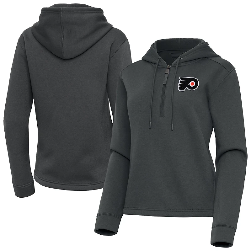 Women's Antigua Pewter Philadelphia Flyers Contemporary Quarter-Zip Hoodie