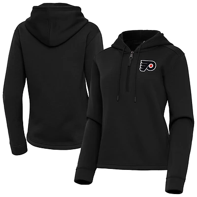 Women's Antigua  Black Philadelphia Flyers Contemporary Quarter-Zip Hoodie