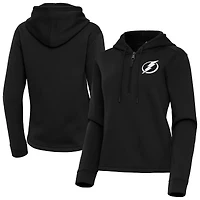 Women's Antigua  Black Tampa Bay Lightning Contemporary Quarter-Zip Hoodie