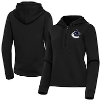 Women's Antigua  Black Vancouver Canucks Contemporary Quarter-Zip Hoodie