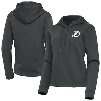 Women's Antigua Pewter Tampa Bay Lightning Contemporary Quarter-Zip Hoodie