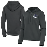 Women's Antigua  Pewter Vancouver Canucks Contemporary Quarter-Zip Hoodie