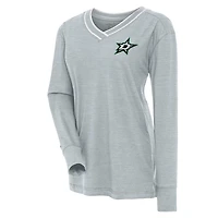 Women's Antigua  Heather Gray Dallas Stars Symbolic V-Neck Long Sleeve T-Shirt