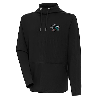 Men's Antigua Black San Jose Sharks Pure Honeycomb Pullover Hoodie