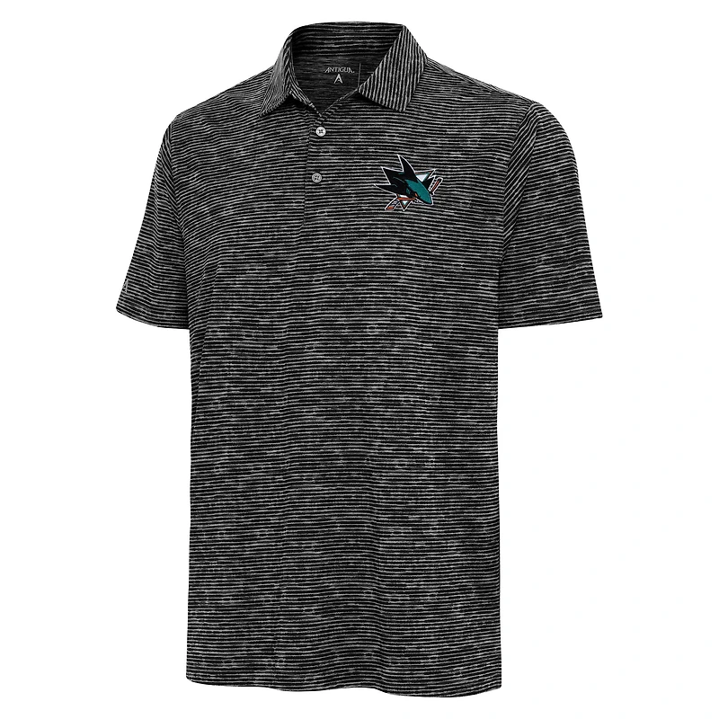 Men's Antigua Heather Black San Jose Sharks Static Polo
