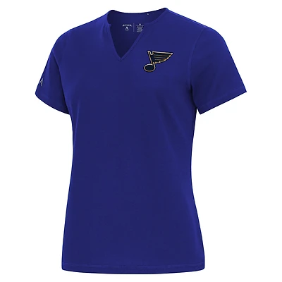 Women's Antigua  Blue St. Louis Blues Traveler Rib V-Neck T-Shirt