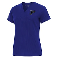 Women's Antigua  Blue St. Louis Blues Traveler Rib V-Neck T-Shirt