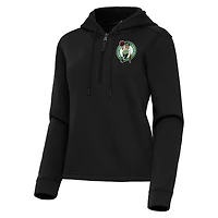 Women's Antigua  Black Boston Celtics Contemporary Quarter-Zip Hoodie