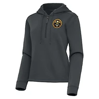 Women's Antigua  Pewter Denver Nuggets Contemporary Quarter-Zip Hoodie
