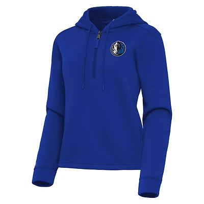Women's Antigua  Blue Dallas Mavericks Contemporary Quarter-Zip Hoodie