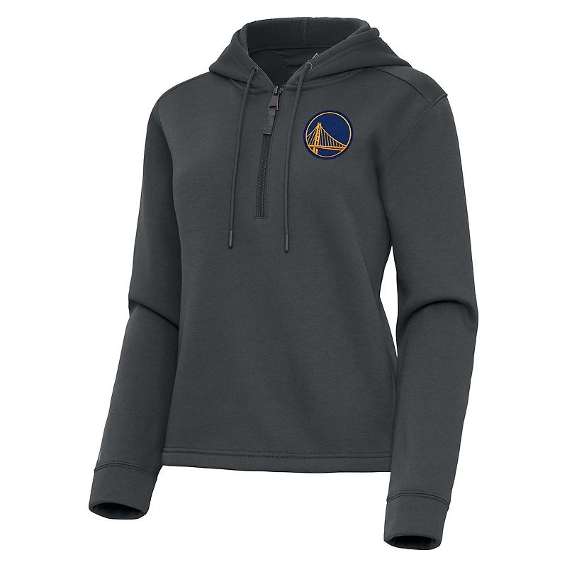 Women's Antigua  Pewter Golden State Warriors Contemporary Quarter-Zip Hoodie