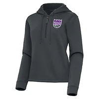 Women's Antigua  Pewter Sacramento Kings Contemporary Quarter-Zip Hoodie
