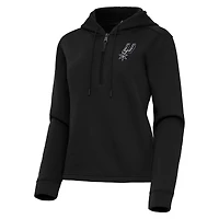 Women's Antigua  Black San Antonio Spurs Contemporary Quarter-Zip Hoodie