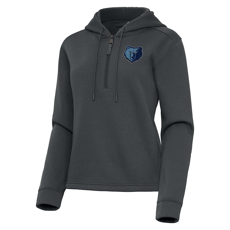 Women's Antigua  Pewter Memphis Grizzlies Contemporary Quarter-Zip Hoodie