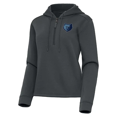 Women's Antigua  Pewter Memphis Grizzlies Contemporary Quarter-Zip Hoodie