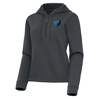 Women's Antigua  Pewter Memphis Grizzlies Contemporary Quarter-Zip Hoodie