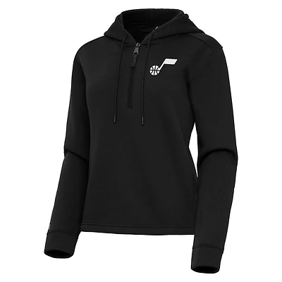 Women's Antigua  Black Utah Jazz Contemporary Quarter-Zip Hoodie