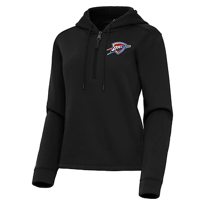 Women's Antigua  Black Oklahoma City Thunder Contemporary Quarter-Zip Hoodie