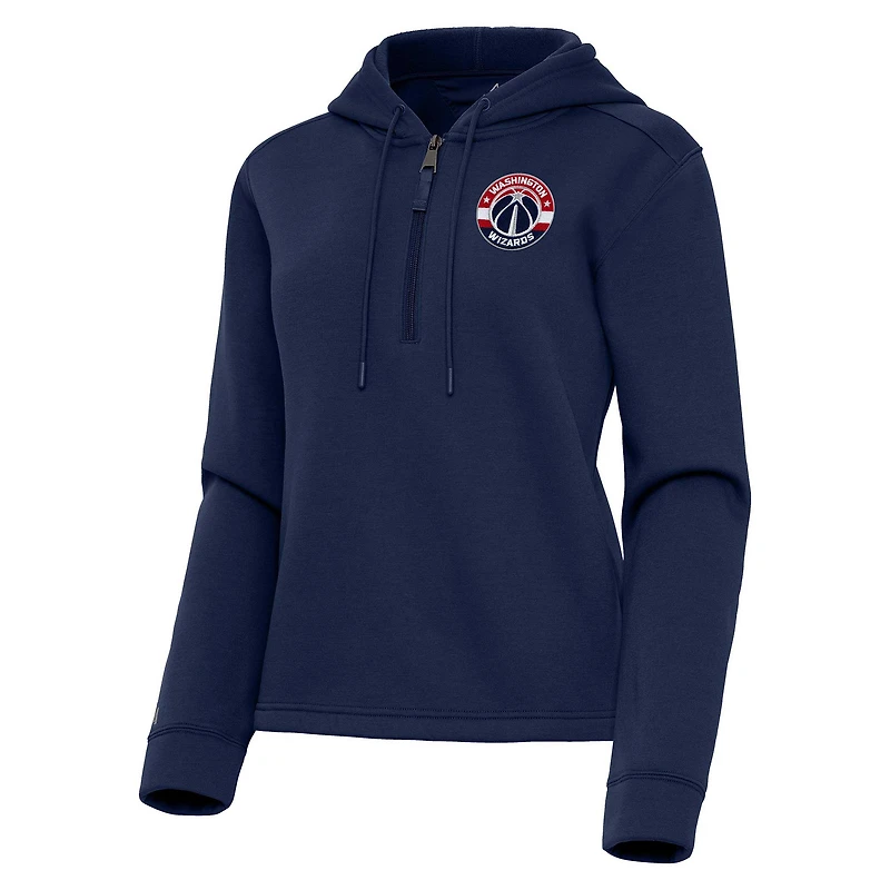 Women's Antigua  Navy Washington Wizards Contemporary Quarter-Zip Hoodie