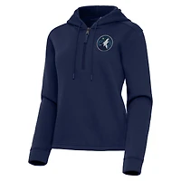 Women's Antigua  Navy Minnesota Timberwolves Contemporary Quarter-Zip Hoodie