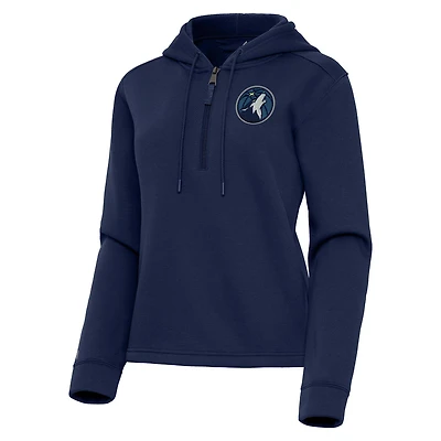 Women's Antigua  Navy Minnesota Timberwolves Contemporary Quarter-Zip Hoodie