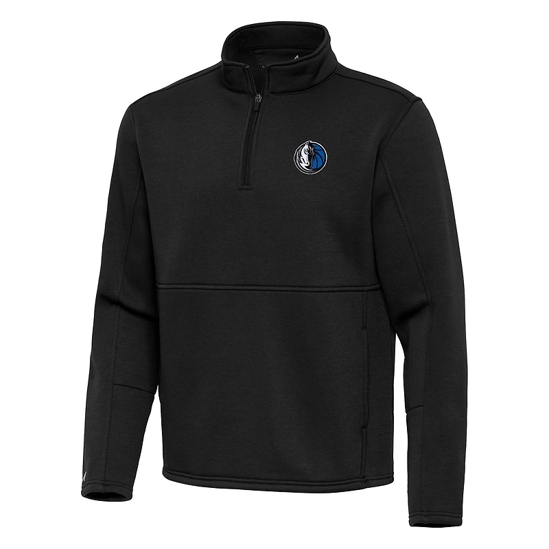 Men's Antigua Black Dallas Mavericks Twist Quarter-Zip Pullover Top