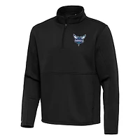 Men's Antigua Black Charlotte Hornets  Twist Quarter-Zip Pullover Top