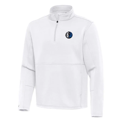 Men's Antigua White Dallas Mavericks  Twist Quarter-Zip Pullover Top