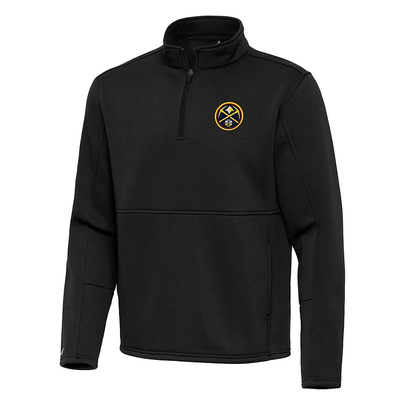 Men's Antigua Black Denver Nuggets Twist Quarter-Zip Pullover Top