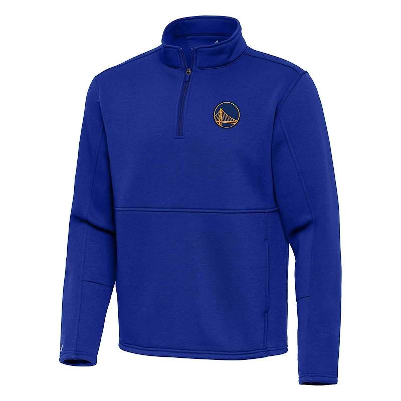 Men's Antigua Royal Golden State Warriors  Twist Quarter-Zip Pullover Top