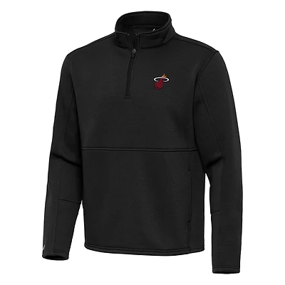 Men's Antigua Black Miami Heat Twist Quarter-Zip Pullover Top