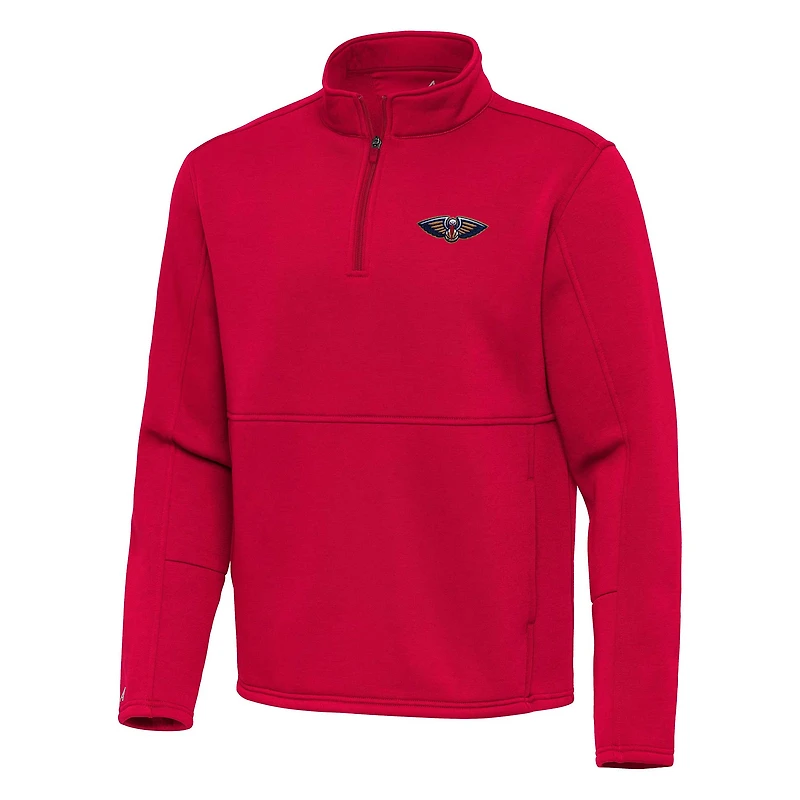 Men's Antigua Red New Orleans Pelicans Twist Quarter-Zip Pullover Top