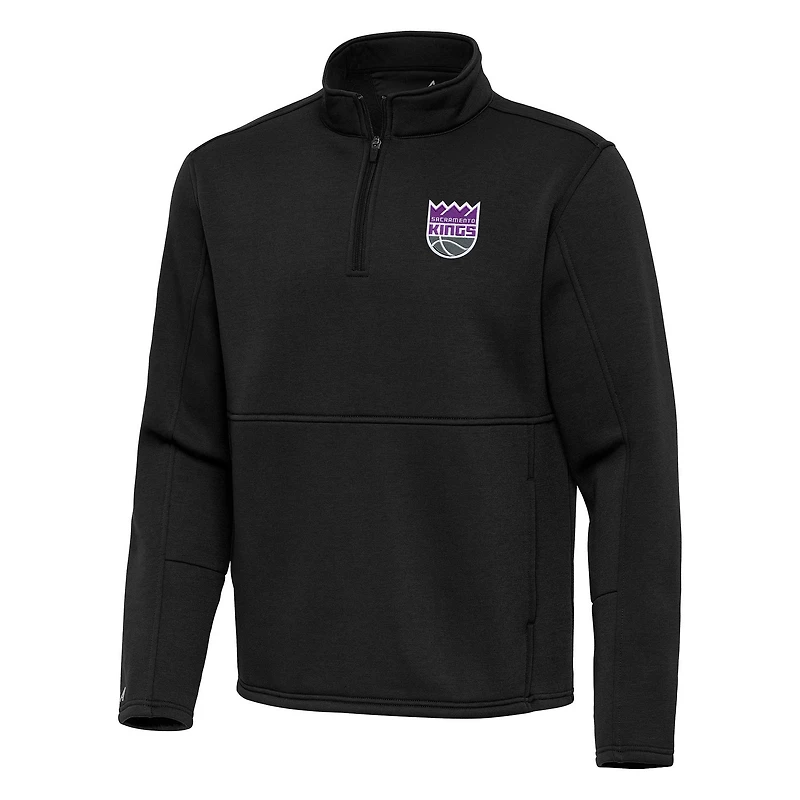 Men's Antigua Black Sacramento Kings Twist Quarter-Zip Pullover Top