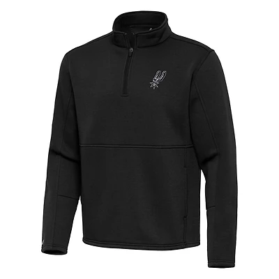 Men's Antigua Black San Antonio Spurs Twist Quarter-Zip Pullover Top