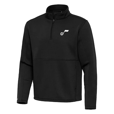 Men's Antigua Black Utah Jazz Twist Quarter-Zip Pullover Top