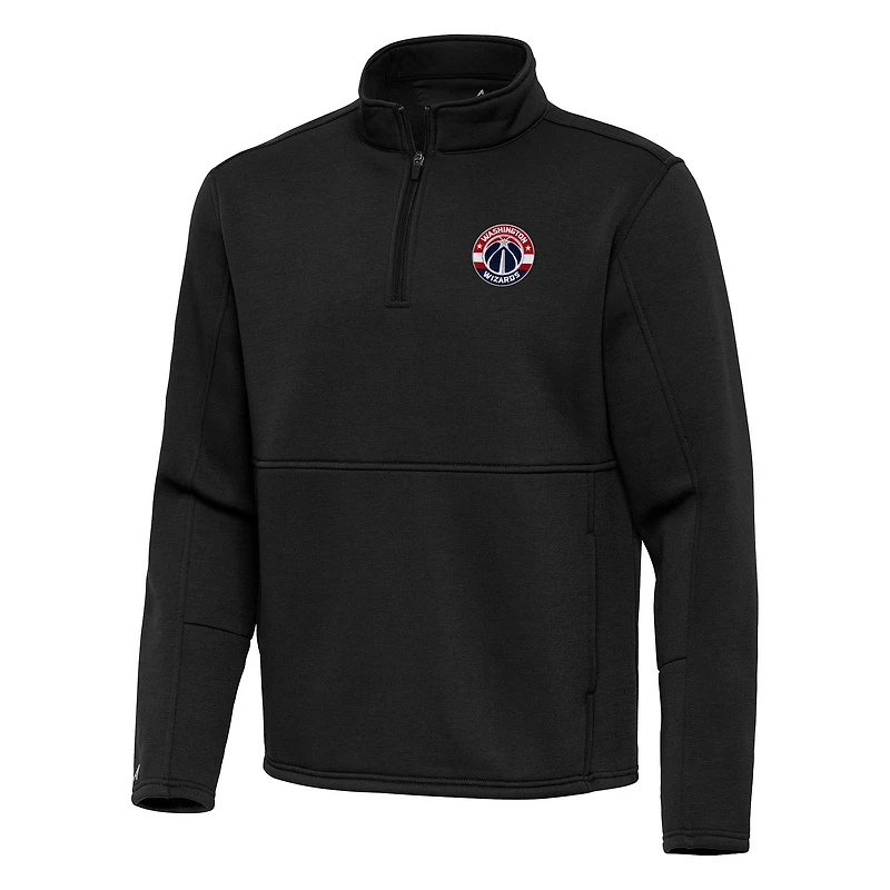 Men's Antigua Black Washington Wizards  Twist Quarter-Zip Pullover Top