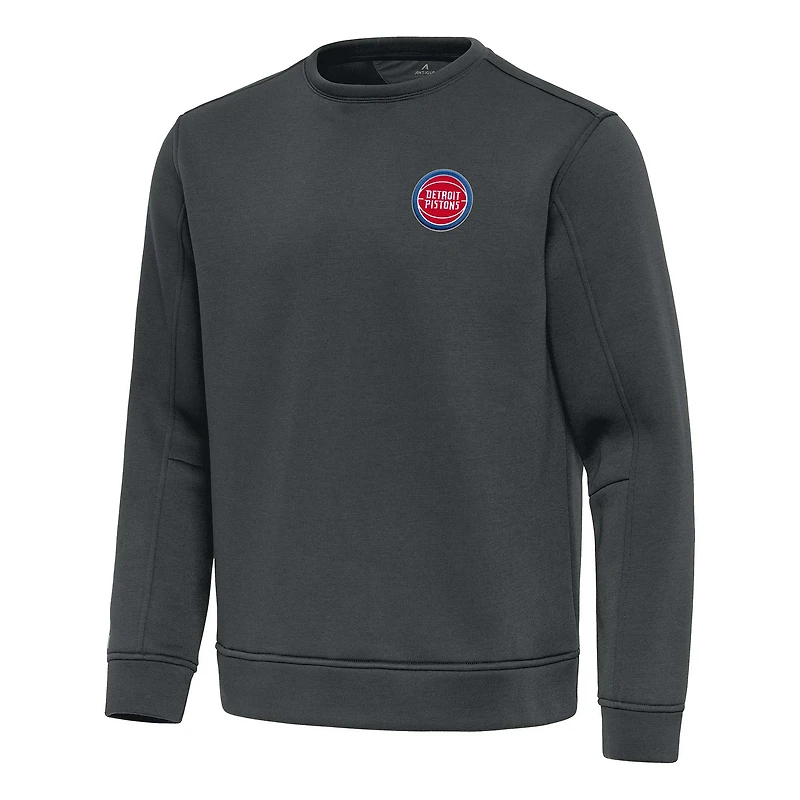 Men's Antigua Pewter Detroit Pistons Relevant Pullover Sweatshirt