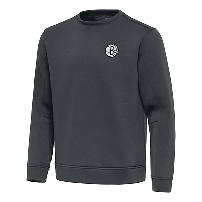 Men's Antigua  Pewter Brooklyn Nets Relevant Pullover Sweatshirt