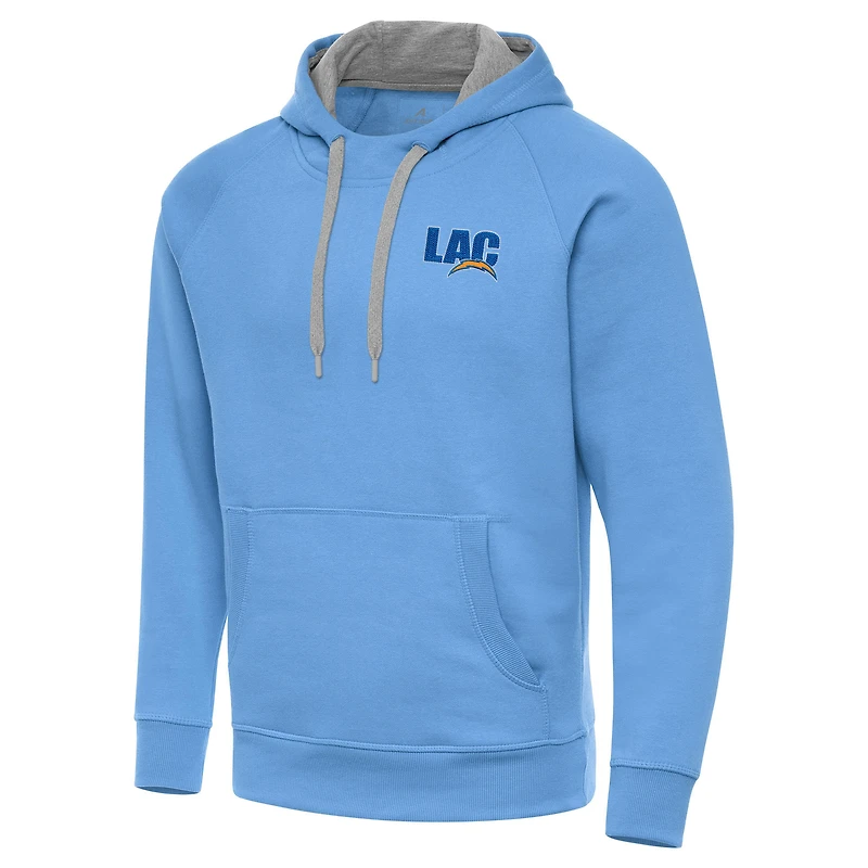 Men's Antigua Powder Blue Los Angeles Chargers Victory Pullover Hoodie