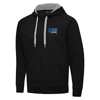 Men's Antigua  Black Los Angeles Chargers Victory Full-Zip Hoodie