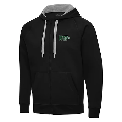 Men's Antigua Black New York Jets Victory Full-Zip Hoodie