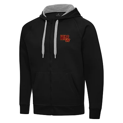 Men's Antigua Black Washington Commanders Victory Full-Zip Hoodie